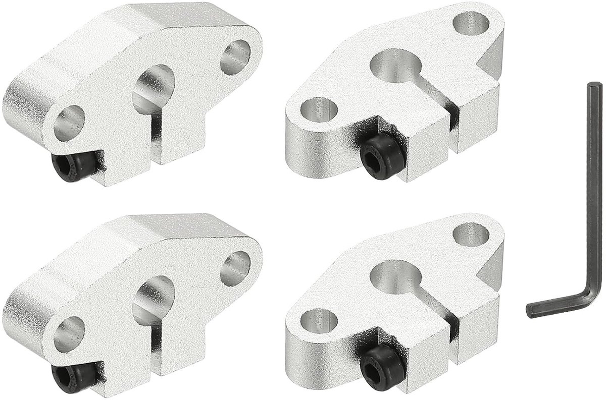 SHF6 4 Aluminium lineaire geleidingshouder voor stang, houder voor lineaire rail, 6 mm ID, klem voor bewegingsstang, steungeleiding, 4 stuks