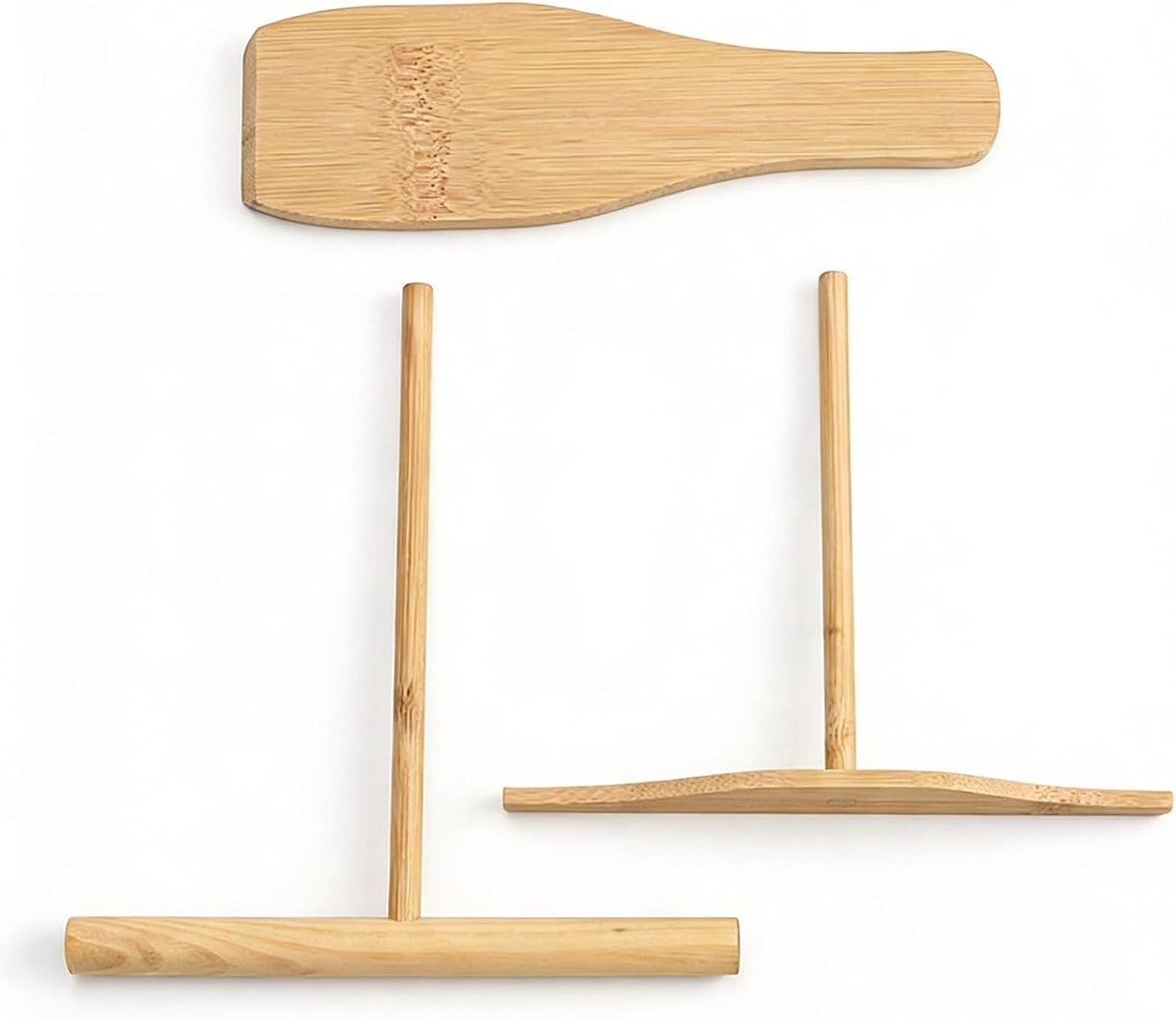Spatels en pannenkoekenspreiders, houten spatel, voor het verspreiden en omdraaien van pannenkoeken, natuurlijk hout, voor pannenkoeken, pannenkoeken, gehakte ham