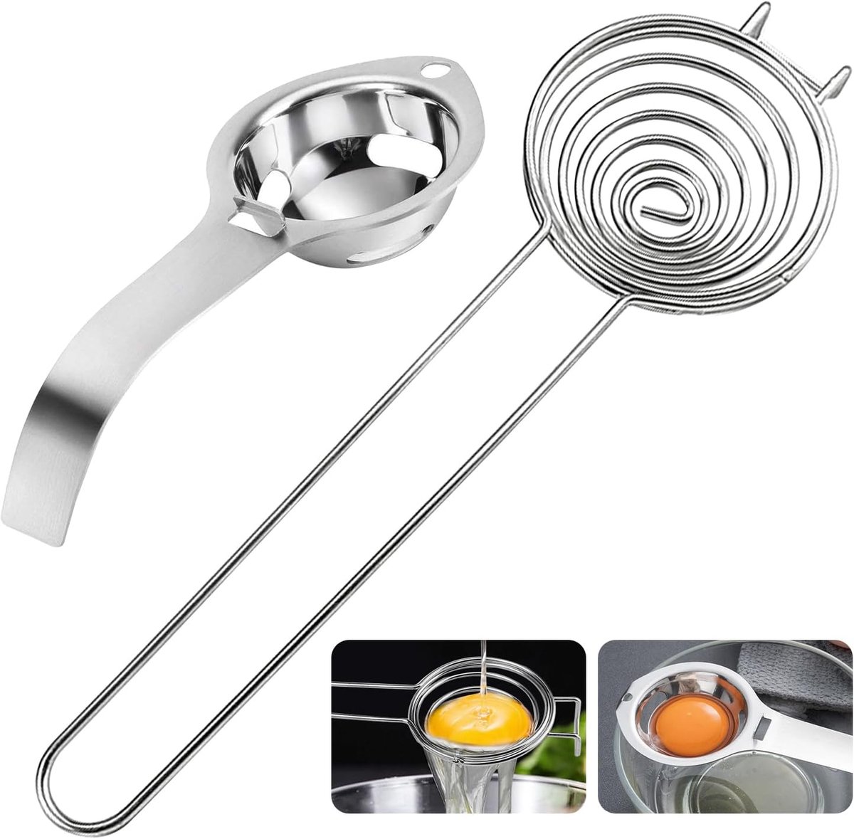 2 stuks Eigeelafscheider Eierscheider Eierscheider Roestvrij staal Voor het maken van cakes, cacaotaarten, appeltaarten, enz.