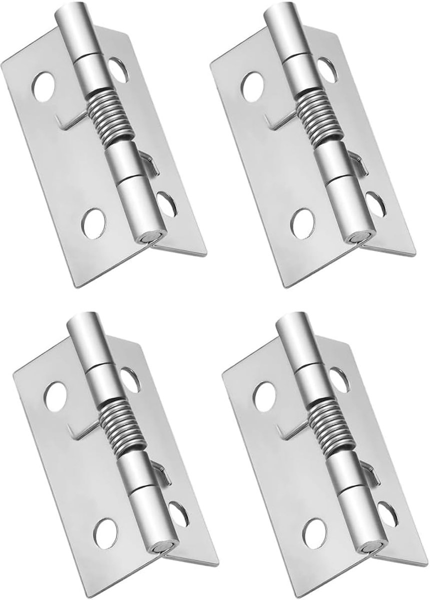 klapscharnier, roestvrij staal, pianoband, 4 stuks, deurscharnieren, zelfsluitend, geen schroeven, deur voor hout (38 mm)