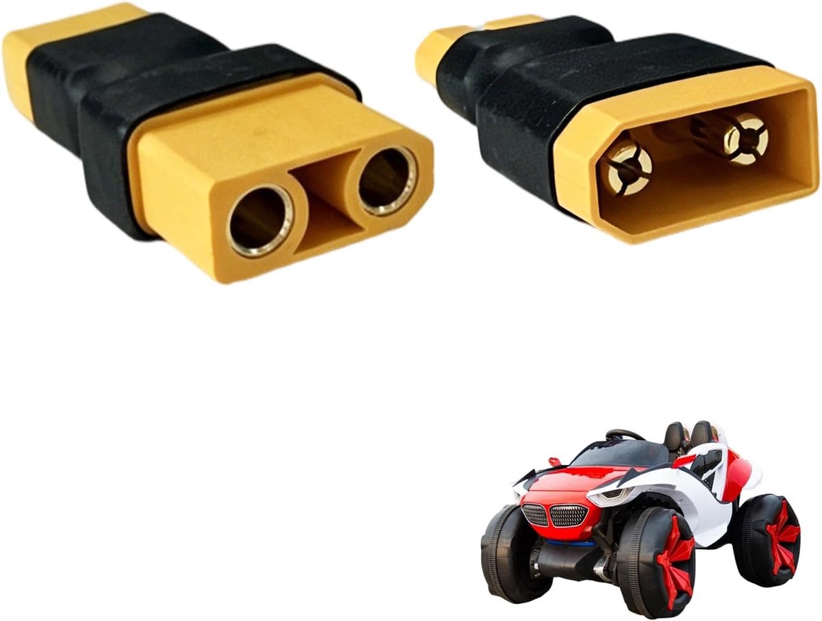 2 stuks XT90 mannelijk naar XT60 vrouwelijk, XT60 mannelijk naar XT90 vrouwelijk, connector voor LiPo-accu, RC drone, FPV racing, quadcopter, modelbouw, RC auto, compatibel met XT90 naar XT60