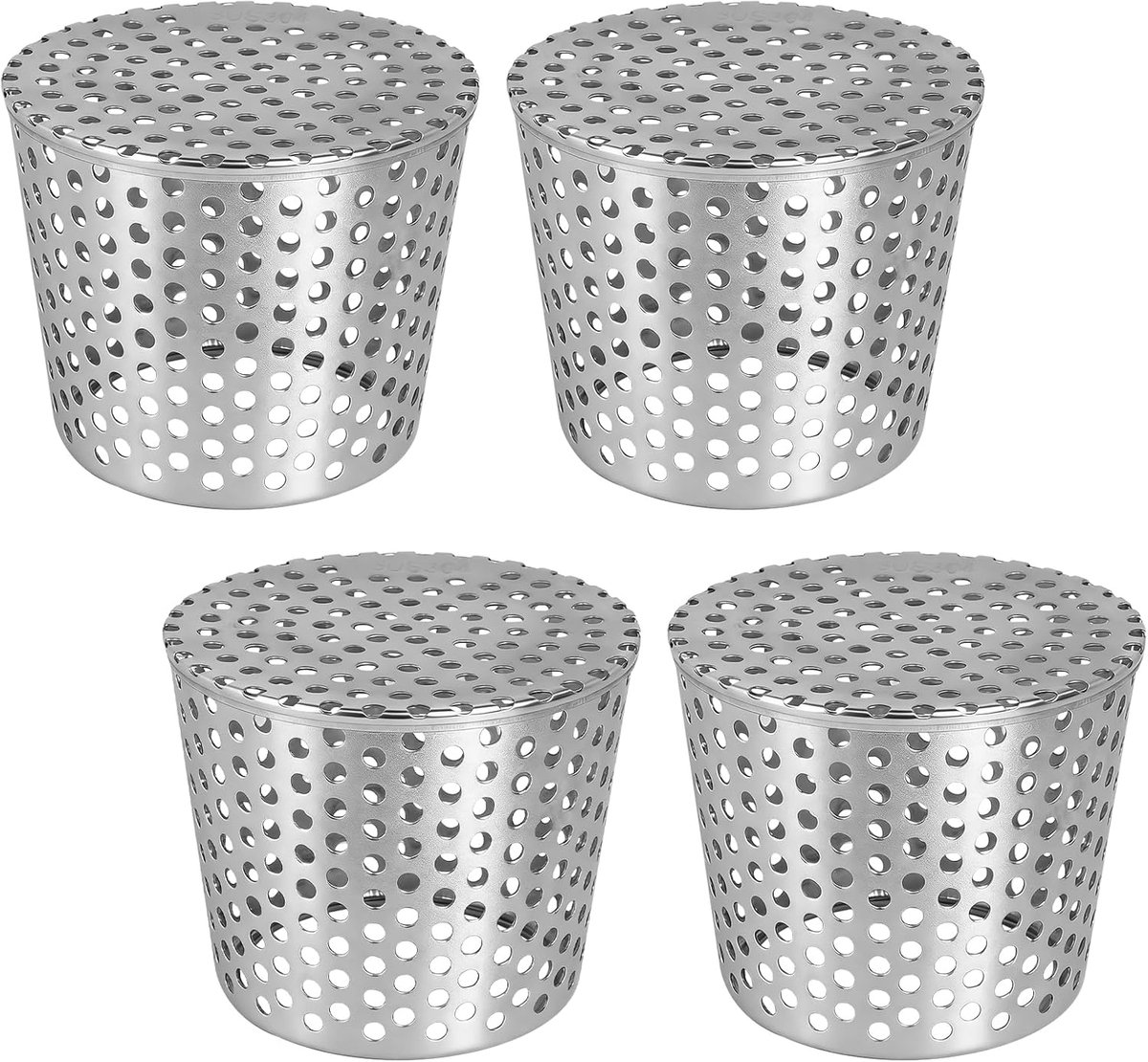 lalago 4 stuks afvoerbuisbeschermers van roestvrij staal 90-110 mm, filter voor dakgoot, bladbescherming voor buitenbuis, terrasrooster voor plat dak, bladertakken