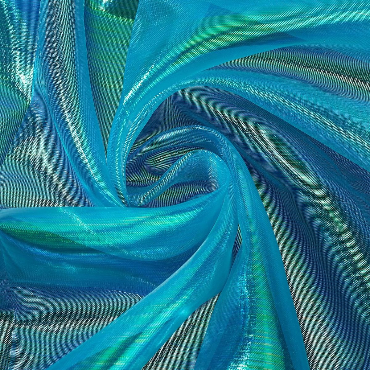 3 Yards Blauw Transparant Iriserende Organza Stof 150 cm Holografisch Gradiënt Organza Zacht Zijdeachtig Gaas Regenboog Laserstoffen Voor Trouwjurk Gordijnen Party DIY