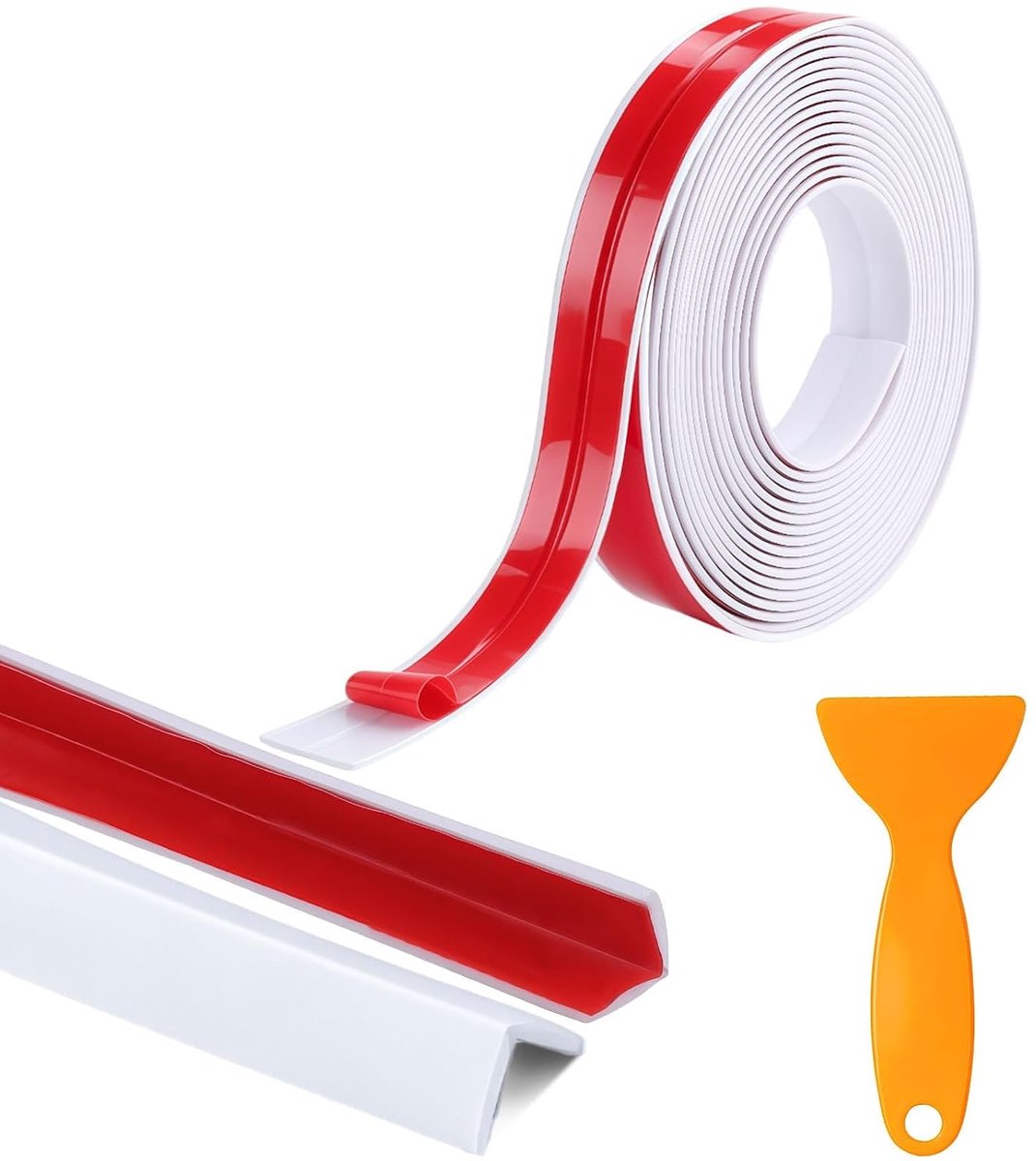 randbeschermingslijsten, 2 cm x 5 m, wit, flexibele sierlijsten, zelfklevend, zachte plint, hoekprofiel, randbescherming voor deuren, ramen, muren, keukentegels