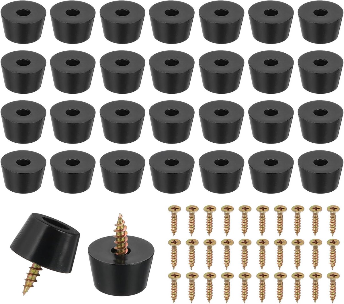 28 Set Rubberen Voetjes, 19x15x11mm Snijplank Voetjes Anti-slip Bumpers 5mm Schroeven op Ronde Zwarte Pads voor Elektronica Meubels Snijplank Stoelen Kast Sofa Luidspreker