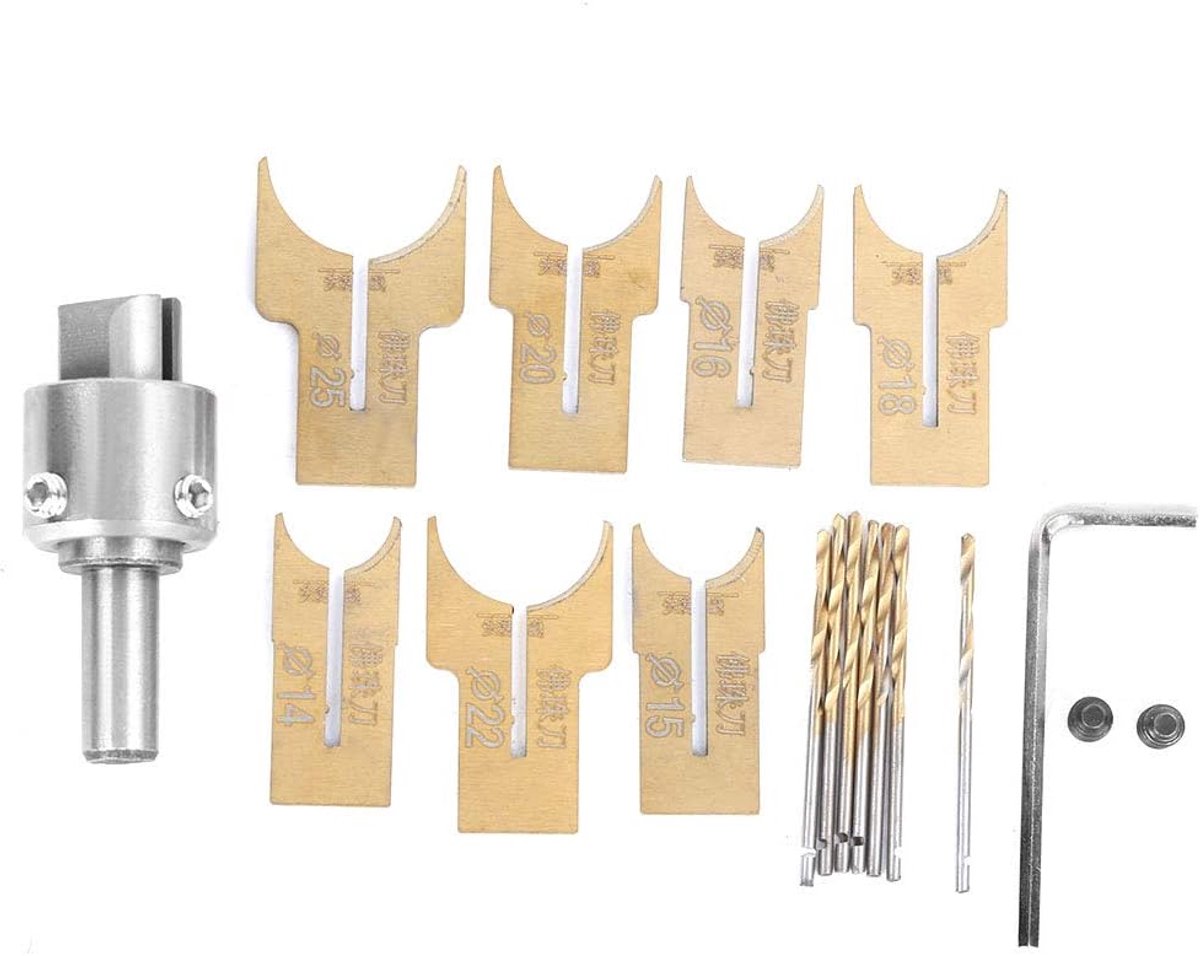 18 stks/set Hout Kraal Maker Boor Frees Kit, Kralen Boor, Rollende Bal Kralen Boren, Houtbewerking Tool voor Ebbenhout Palissander