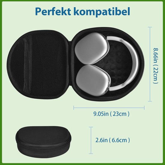 3-in-1 hoes, cover en draagtas voor Apple Airpods Max koptelefoon, anti-kras oorkussen/oorschelp/voorhoofdband-afdekking hoes accessoire voor Apple Airpod Max (zwart) — afbeelding 2