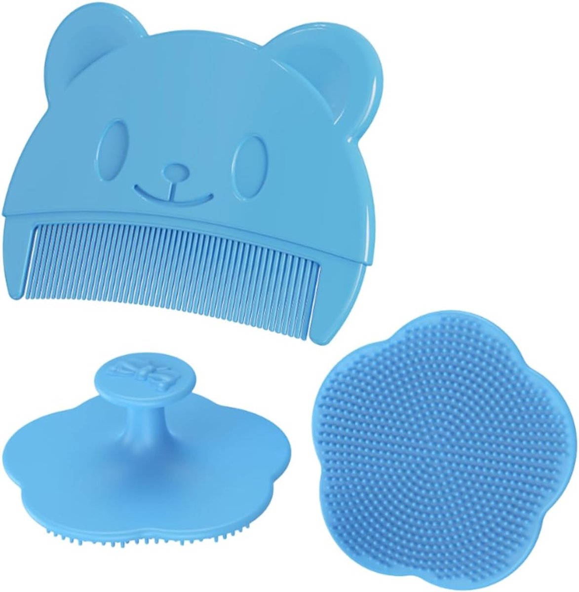 Borstels voor kinderen, kam voor zachte melkkorsten, verwijdert effectief melkkorst, massage en zachte reiniging van de hoofdhuid voor baby's en kinderen (blauw)