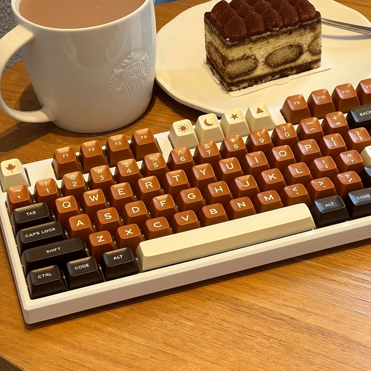 Double Shot SA Profiel Keycaps Set 175 Keys,Custom Keycaps,Dikke PBT Keycaps voor Cherry MX Switch Mechanisch Toetsenbord,met 60% 65% 75% TKL 100% Layouts,Gaming Keycaps Set(Coffee)