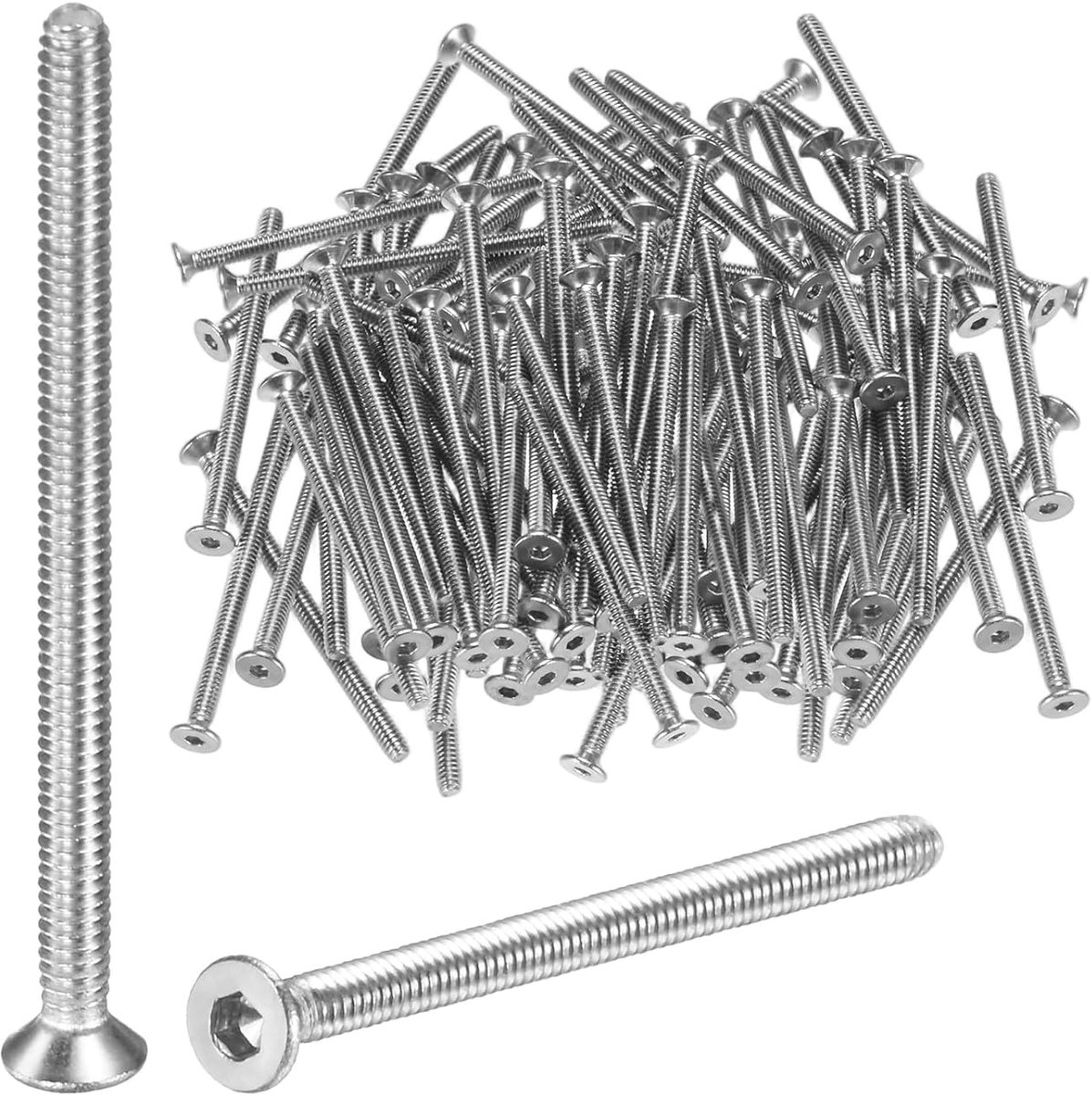 100 stuks platte kopschroeven M2 x 30 mm, binnenzeskantschroeven, 304, roestvrij staal, verzonken kopbevestigingen, voor elektronica, industriële apparatuur, huis