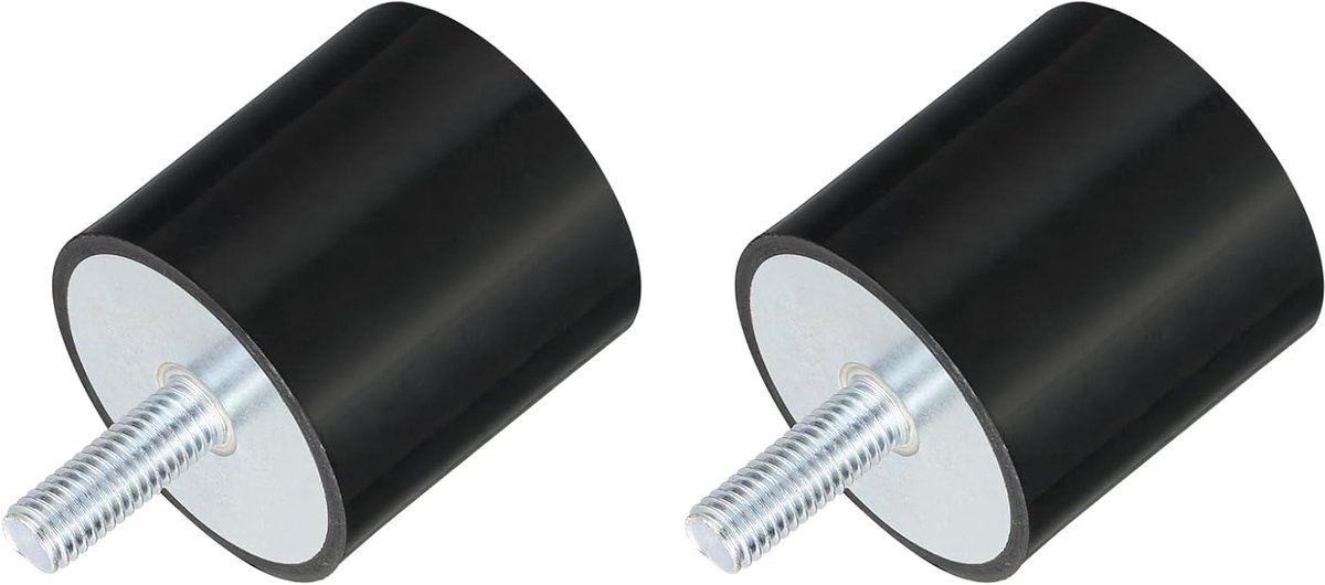 Rubberen houders met M10 schroefdraad, trillingsisolatoren, cilindrische schokdempers met bouten 50 x 50 mm, 2 stuks