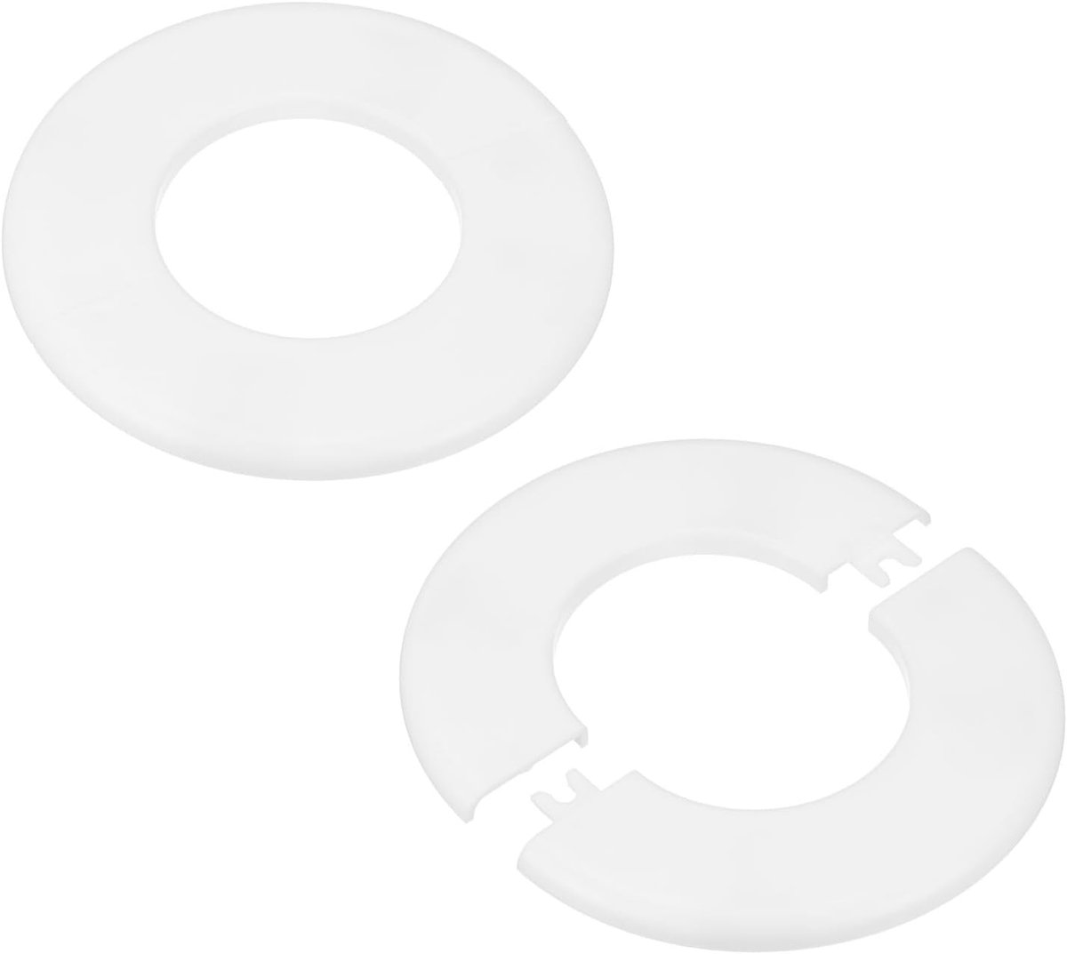 Set van 2 gesplitste wandflens, voor 2.5 inch/63 mm OD-buis ABS rozet plaat ronde zelfklevende sanitaire afdekplaten voor waterpijp/kraan [wit]
