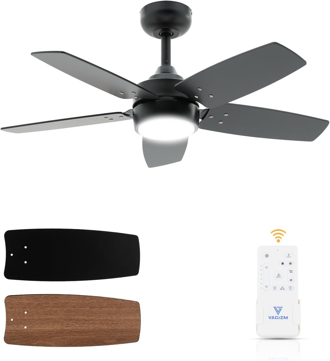 Plafondventilator 36'' - Moderne Matzwarte Ventilator met Licht - Omkeerbare Stille DC-motor - Perfect voor Slaapkamer - ShopVlot