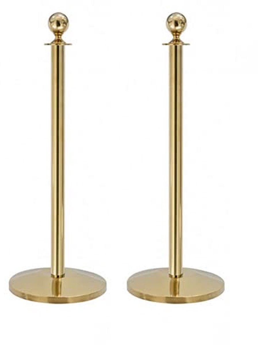 Post & Rope Barrier 1 m - gouden baltop - rubberen vloerbescherming - ideaal voor evenementen - ShopVlot