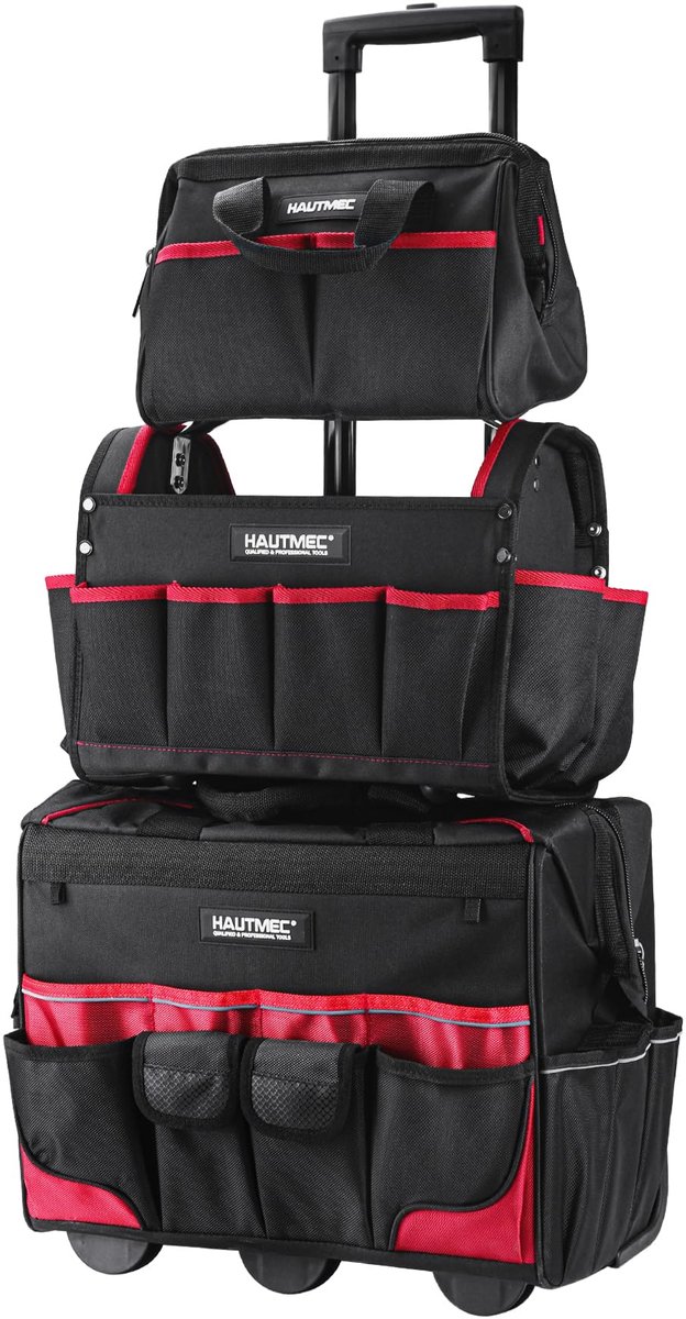 Gereedschapstas set 3-delig - 45,7 cm op wielen - Heavy-Duty 1680D waterbestendig - Ideaal voor professionals - ShopVlot