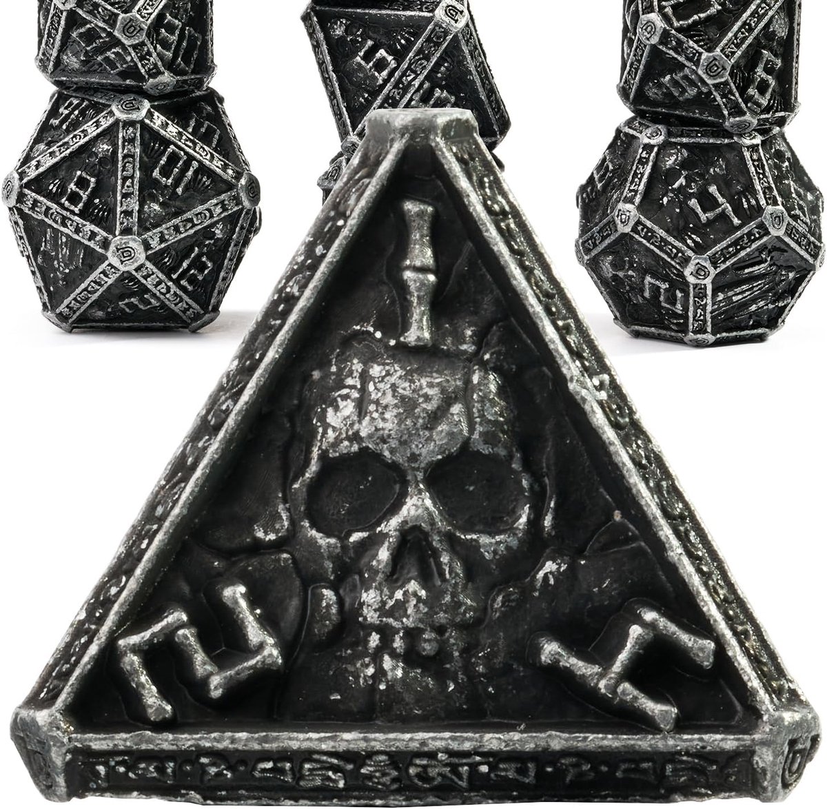 DND dobbelstenen set - unieke metalen doodskop - 7-delig - perfect voor RPG spellen - ShopVlot