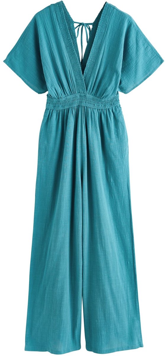 Next - Dames - Jumpsuit met wijde pijpen en mouwen - Petroleumblauw
