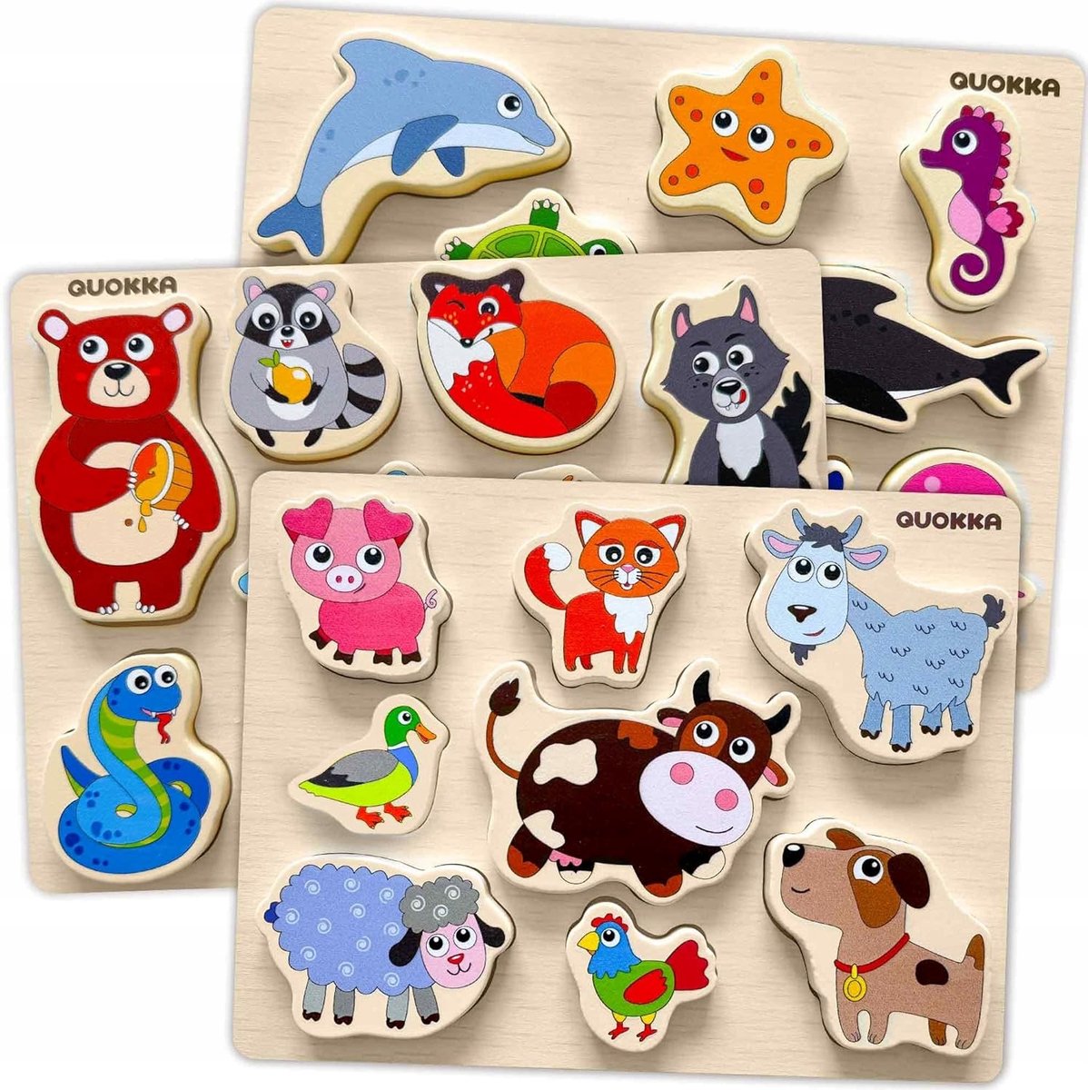 Houten Puzzel met Dieren en Vormen - Educatief Speelgoed voor Peuters