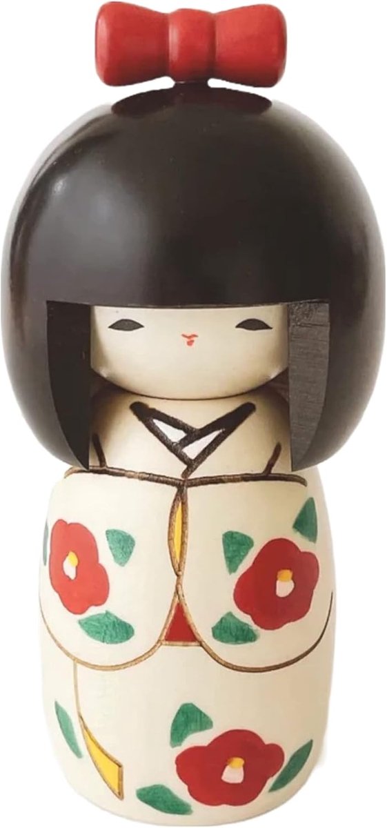 Kokeshi poppetje modern Japans - Houten figuur met lint - Verzamelobject voor decoratie - ShopVlot