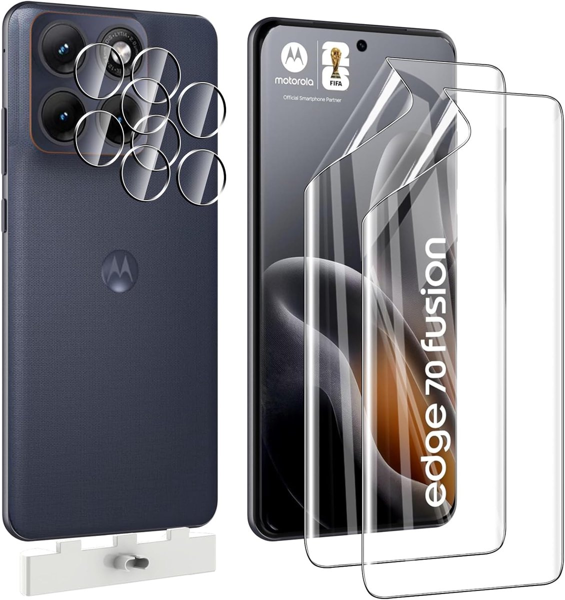 displaybeschermfolie voor Moto Edge 70 Fusion - 2 stuks camera-film - 2 stuks HD flexibele hydrogelfolie - ShopVlot