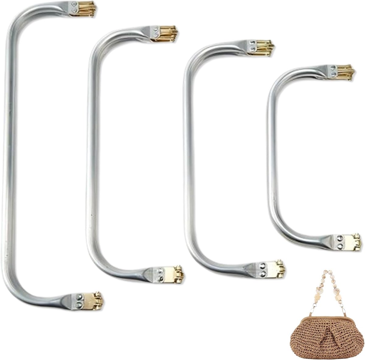 Aluminium tasframes 4 stuks - U-vormige sluiting - Zilverkleurig voor DIY handtassen - ShopVlot