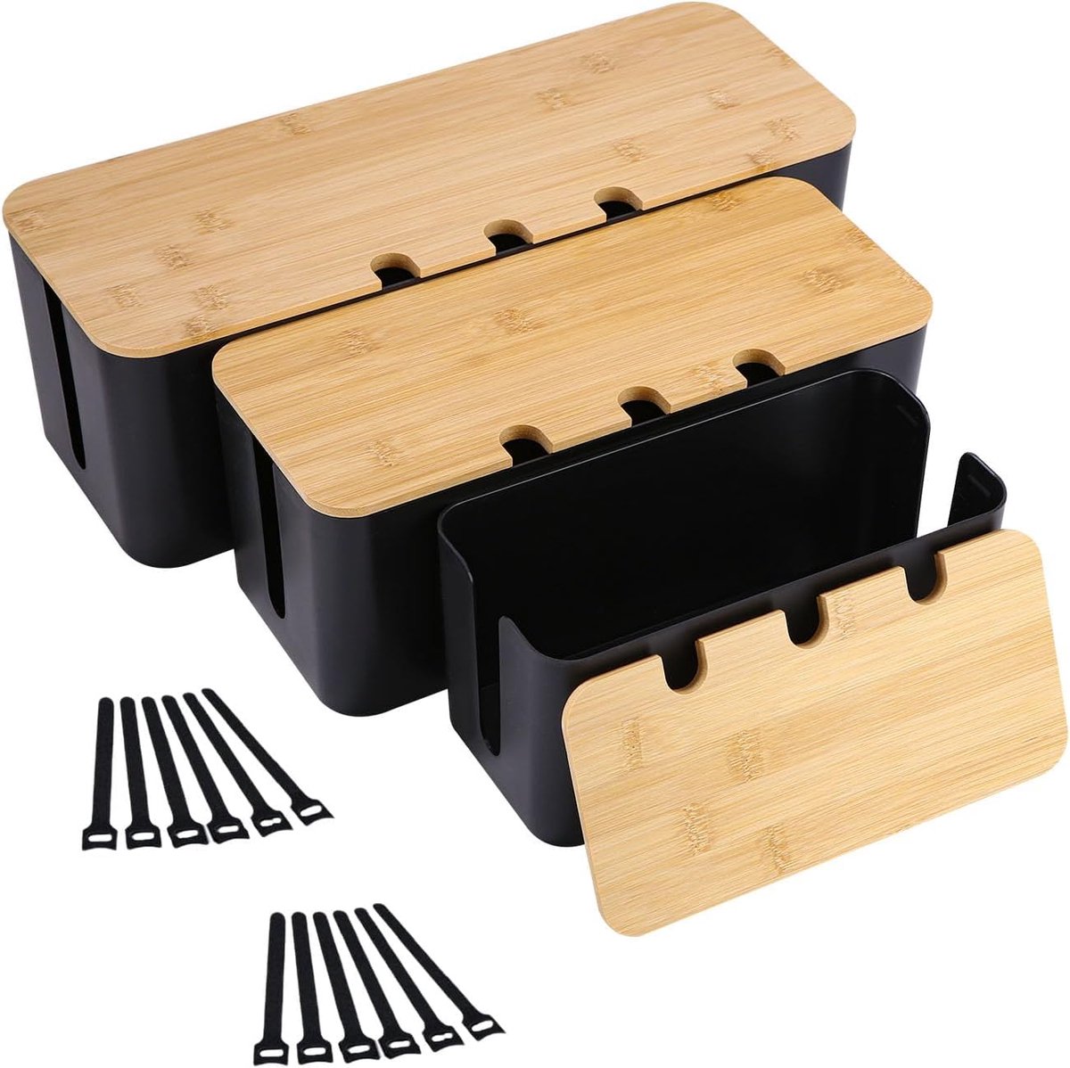Kabeldoos set van 3 - verschillende maten - kabels verbergen - perfect voor een opgeruimd bureau - ShopVlot
