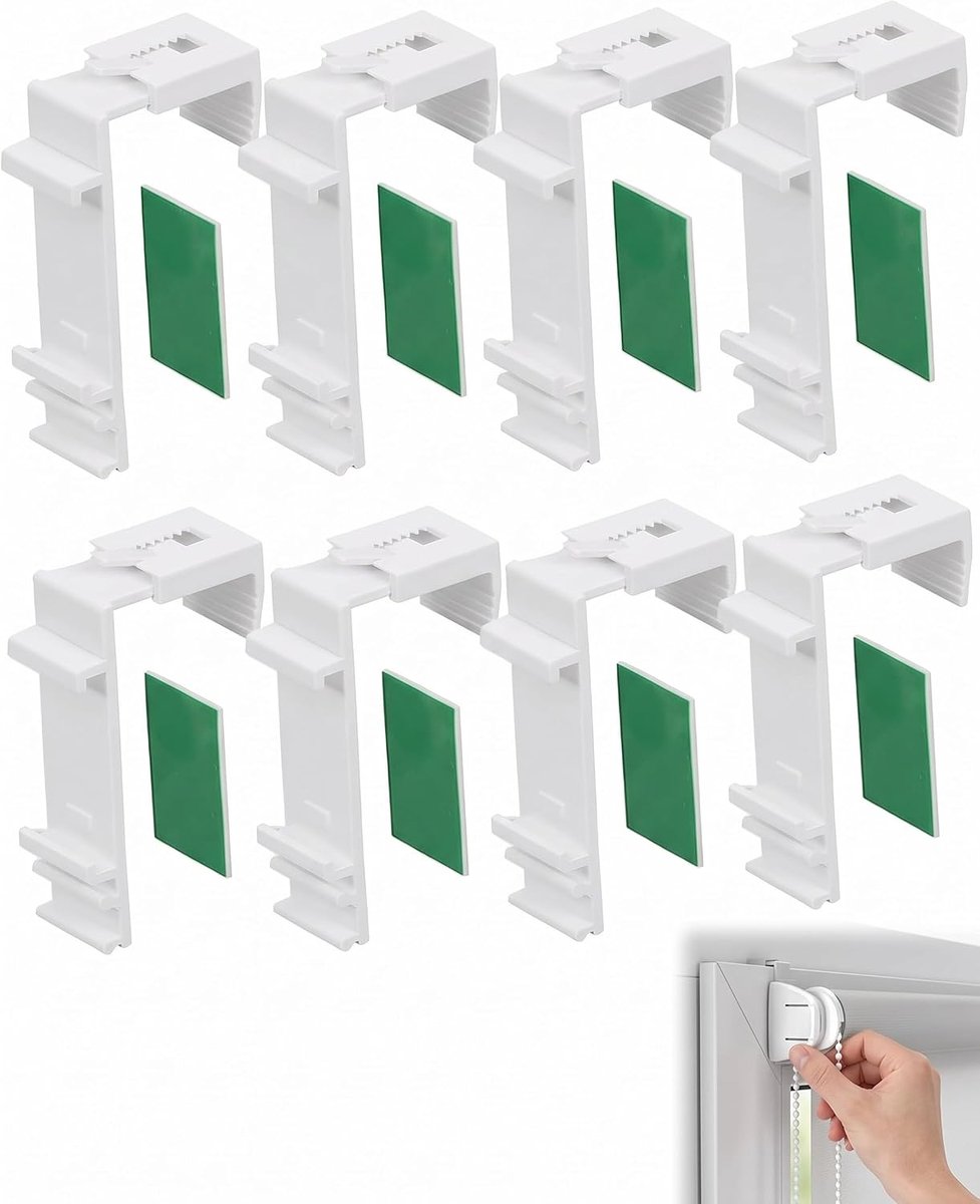 Klemhouders 8 stuks - zonder boren - robuuste kunststof - monteer rolgordijnen zonder schade - ShopVlot