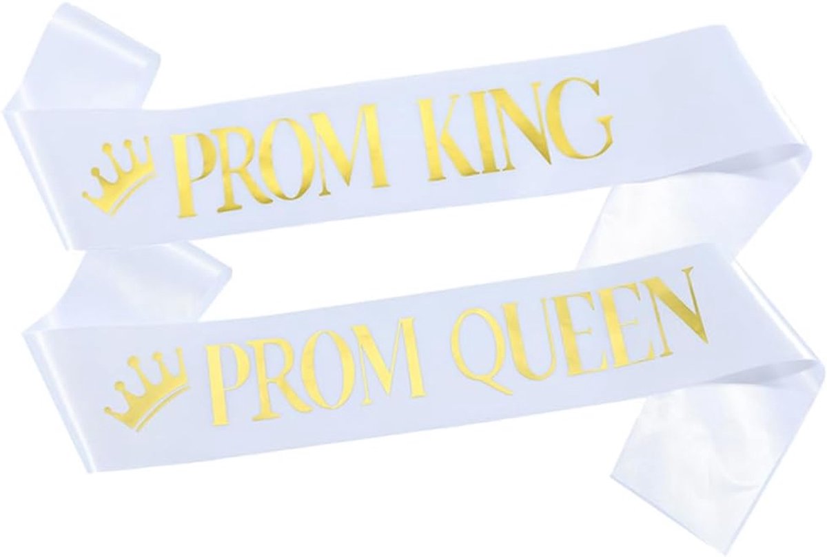 Sash set voor prom koning en koningin - 2 stuks - gouden letters - onvergetelijke accessoires voor feesten - ShopVlot