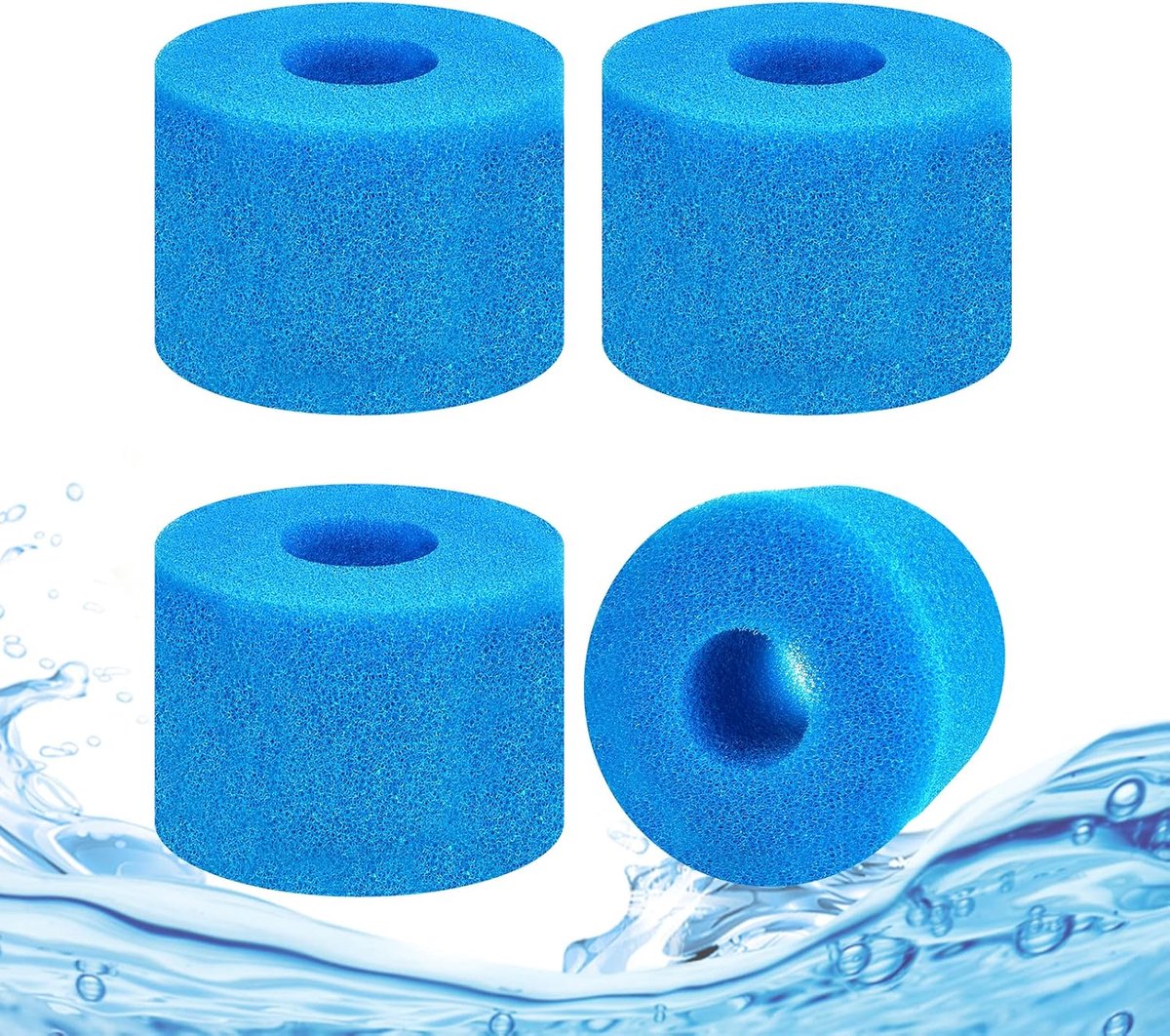 Filter spons type S1 - hoogelastisch en herbruikbaar - ideaal voor zwembadreiniging - pack van 4 - ShopVlot