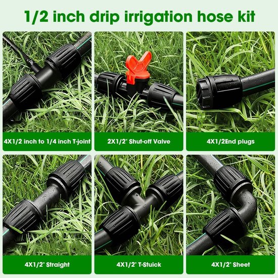 Watergeefset 22-delig - 1/2 inch druppelslangen - Barbed connectoren - Ideaal voor tuinbewatering - ShopVlot — afbeelding 3