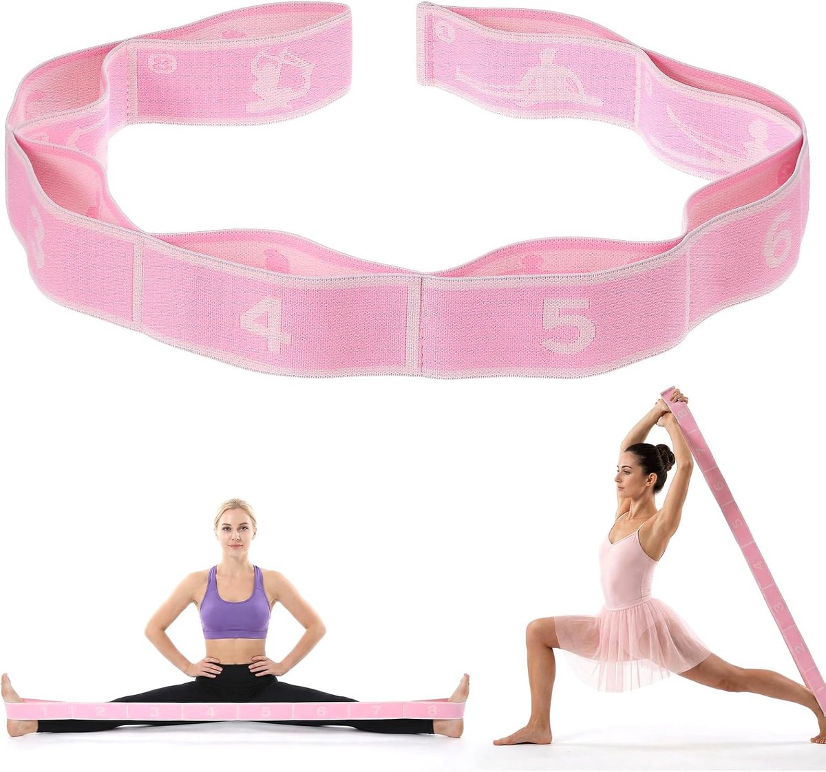 Yoga Stretch Band 8 Lussen - Lichtgewicht en Elastisch - Voor Diverse Stretching Oefeningen - ShopVlot