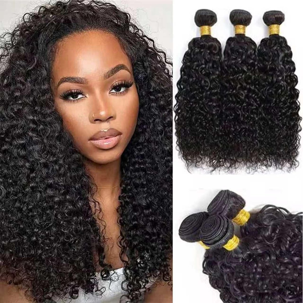 Kinky Curly Haar Bundels 22-26 Inch - Onbewerkt Menselijk Haar - Gezonde en Veerkrachtige Krullen - ShopVlot