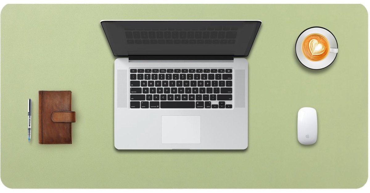Bureauonderlegger 70 x 35 cm - lichtgroen PU-leer - waterdicht en antislip - ideaal voor laptop en toetsenbord - ShopVlot