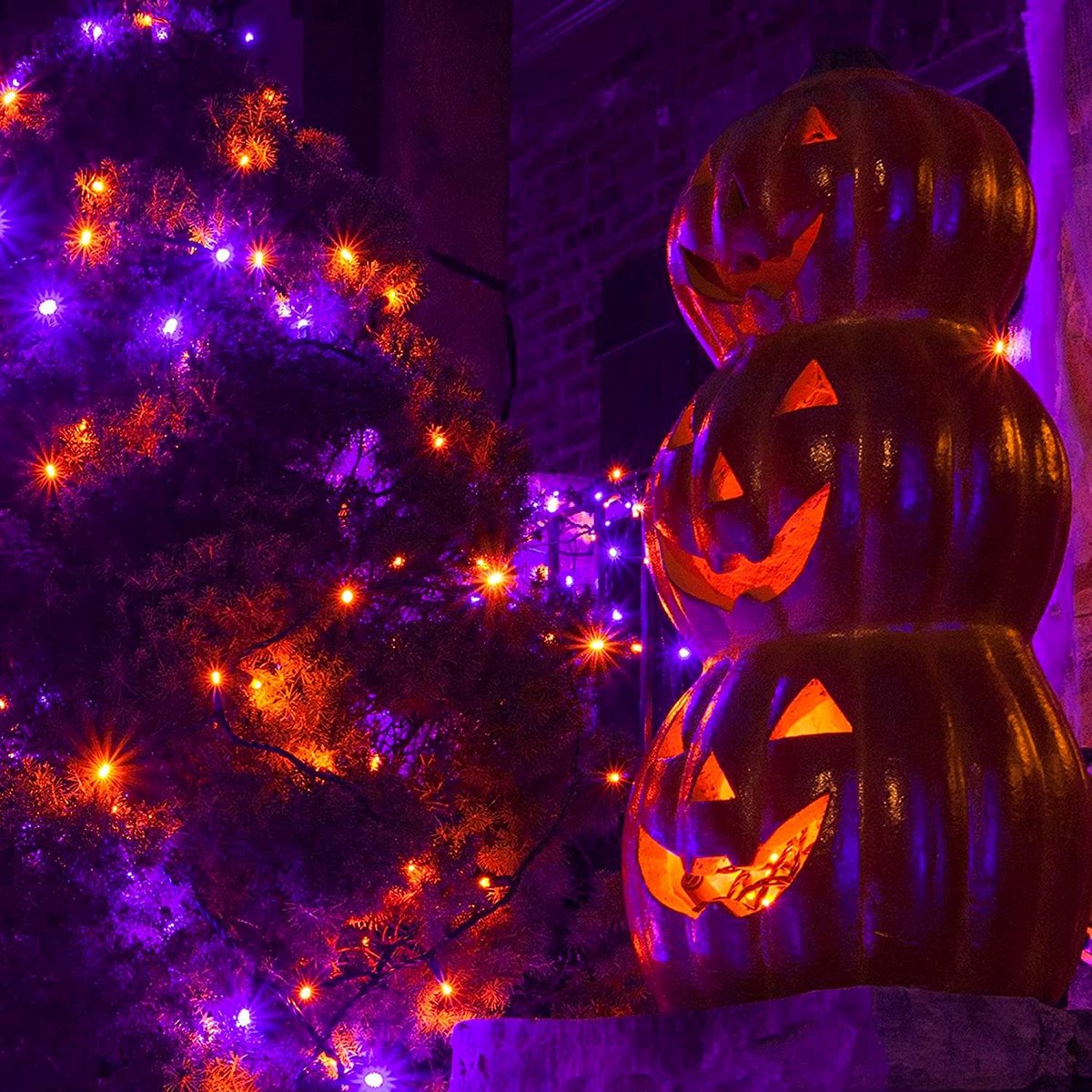 OEMG 12m 120 LED Halloween Lichten Oranje Paars Kerstverlichting, 8 Modi Fairy Lights Batterij Outdoor Waterdichte - ShopVlot