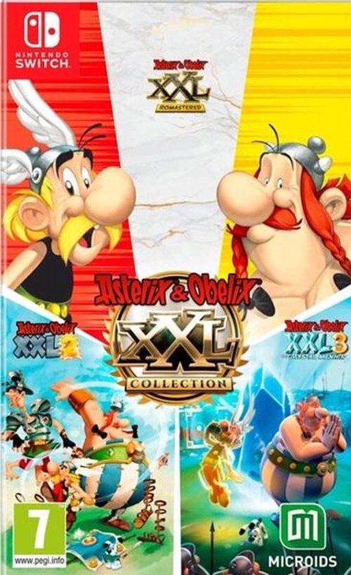 Nintendo Switch spel met Asterix & Obelix XXL Collection, met de personages Asterix en Obelix, Pegi 7.