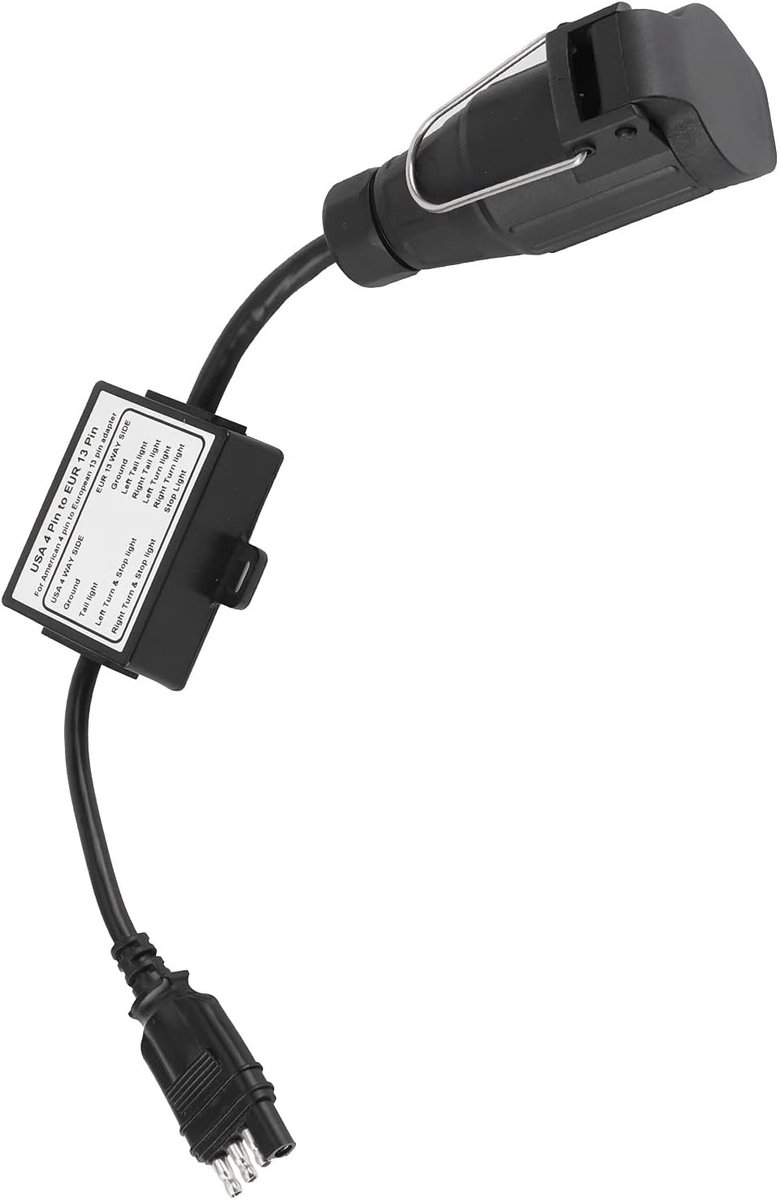 Universele Trailer Connector, 4-Pin Flat naar EU 13-Pin Converter voor Verlichting en Elektrische Aansluitingen