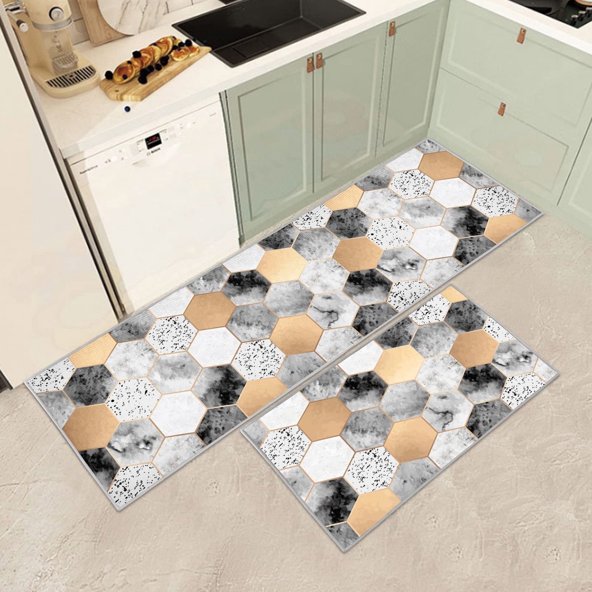 Keukenmatsets antislip wasbaar 150 x 43 cm - set van 2 - anti-vermoeidheid - ideaal voor staande bureaus - ShopVlot