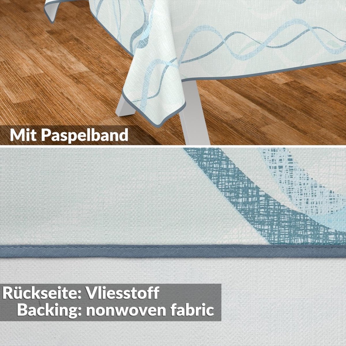 Wasdoek tafelkleed 240 x 140 cm - waterafstotend - golven design - ideaal voor buitengebruik - ShopVlot