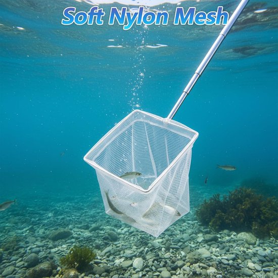 Visnet Set - Schoonmaaknet Aquarium - Aquarium Onderhoud - Uitschuifbaar Handvat - 2 Delig - Wit — afbeelding 3
