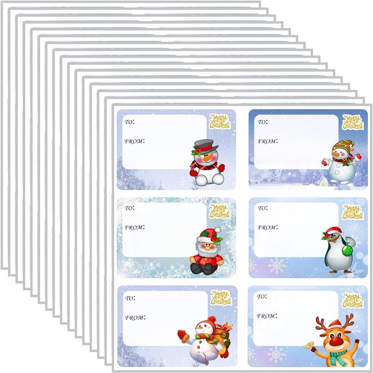 Kerstcadeau Stickers - Kleur B - 7,5 x 5,0 cm - Zelfklevend Labelpapier - Voor Cadeaus en Snoepzakken