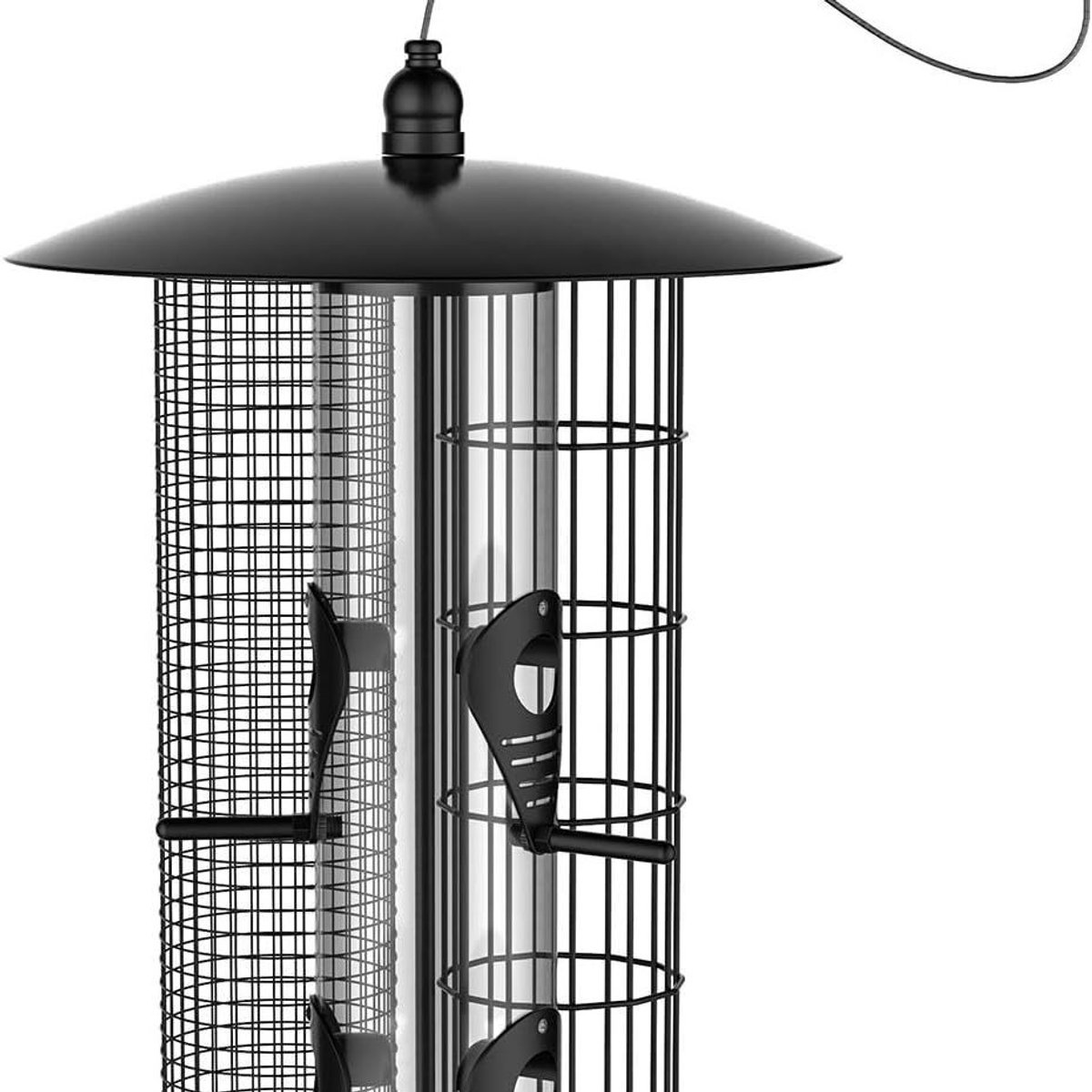 Wildlife Friend I Deluxe 3-in-1 vogelvoederbak van zilverkleurig metaal - Vogelhuisjes met mezenbol, zaad- en pindavoederbakje I Vogelvoederbakje voor wilde vogels.