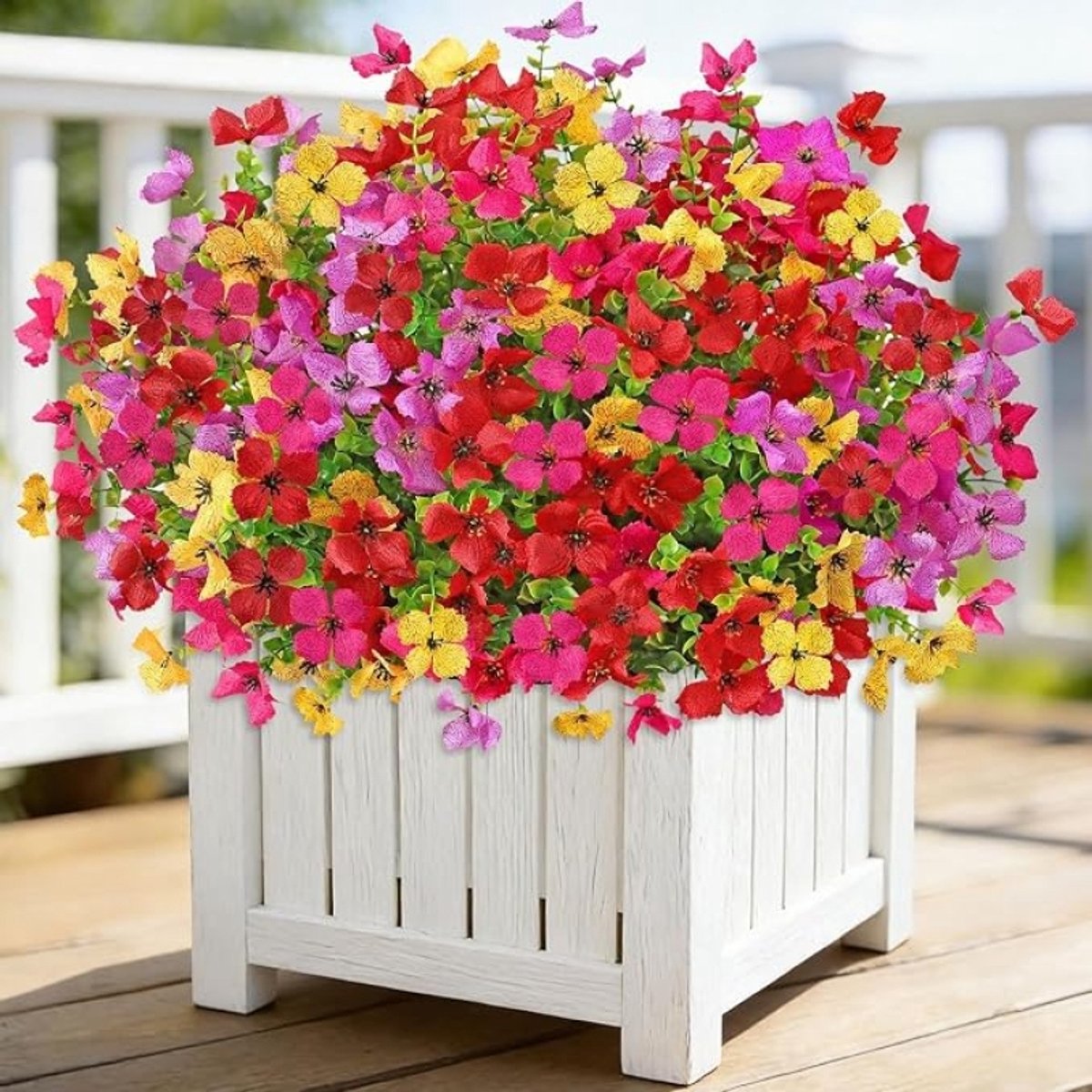 Kunstbloemen als Echt 12 Bundels Kunstmatige Balkonplanten Kunstmatig Daisy Zijden Bloemen Kunstplant Outdoor Weerbestendig voor Buiten Balkon Tuin Decor, Gemengd