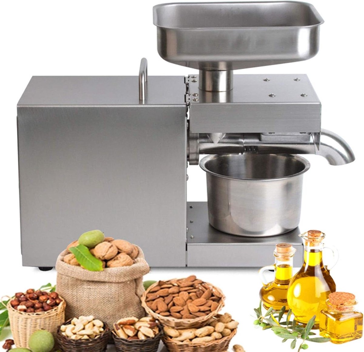 Oliepers Machine - Olie Extractor - Zelf Olie Maken - Hoge Extractie Snelheid - 600 Watt - Zilver