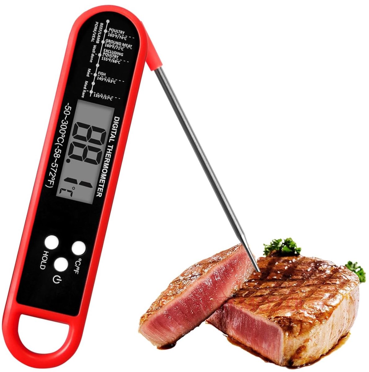 Digitale Keukenthermometer - Zilver - Met Draaibare Sonde - Voor Voedseltemperatuur Meting