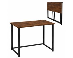Bureau - rustiek bruin/zwart - MDF en metaal - 80 x 40 x 74 cm - inklapbaar