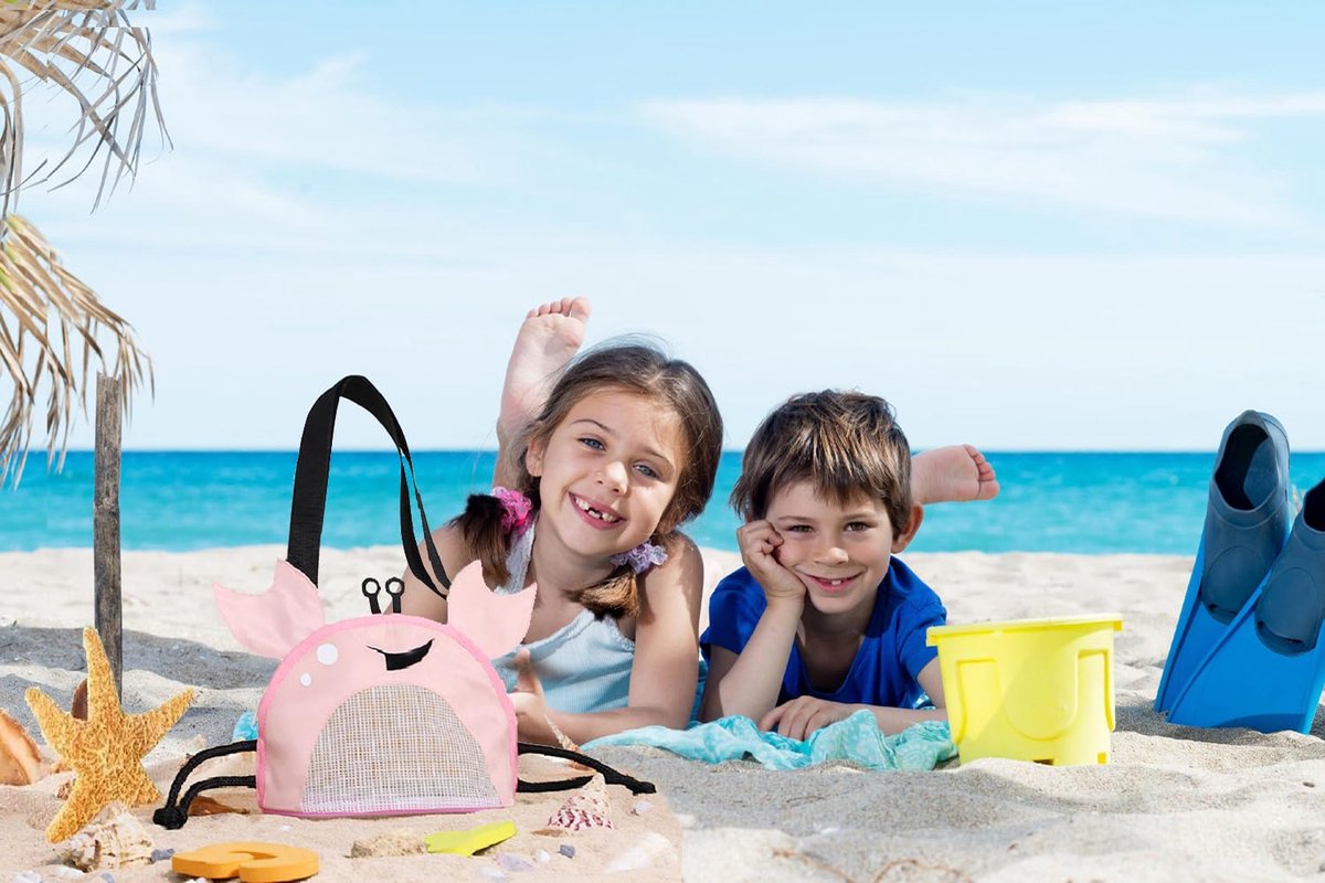 Strandritssluitingstas S - roze - draagbaar - voor speelgoed en accessoires - ShopVlot