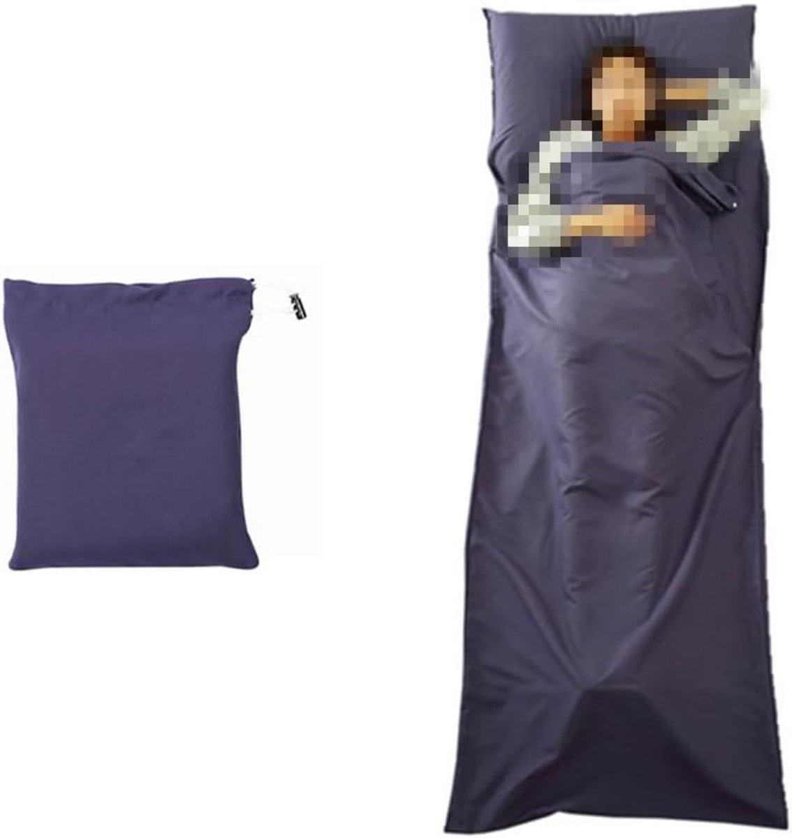 Slaapzak Laken - Reisbeddengoed - Hygiënisch Slapen - Met Kussenvak - 210x75 cm - Lila