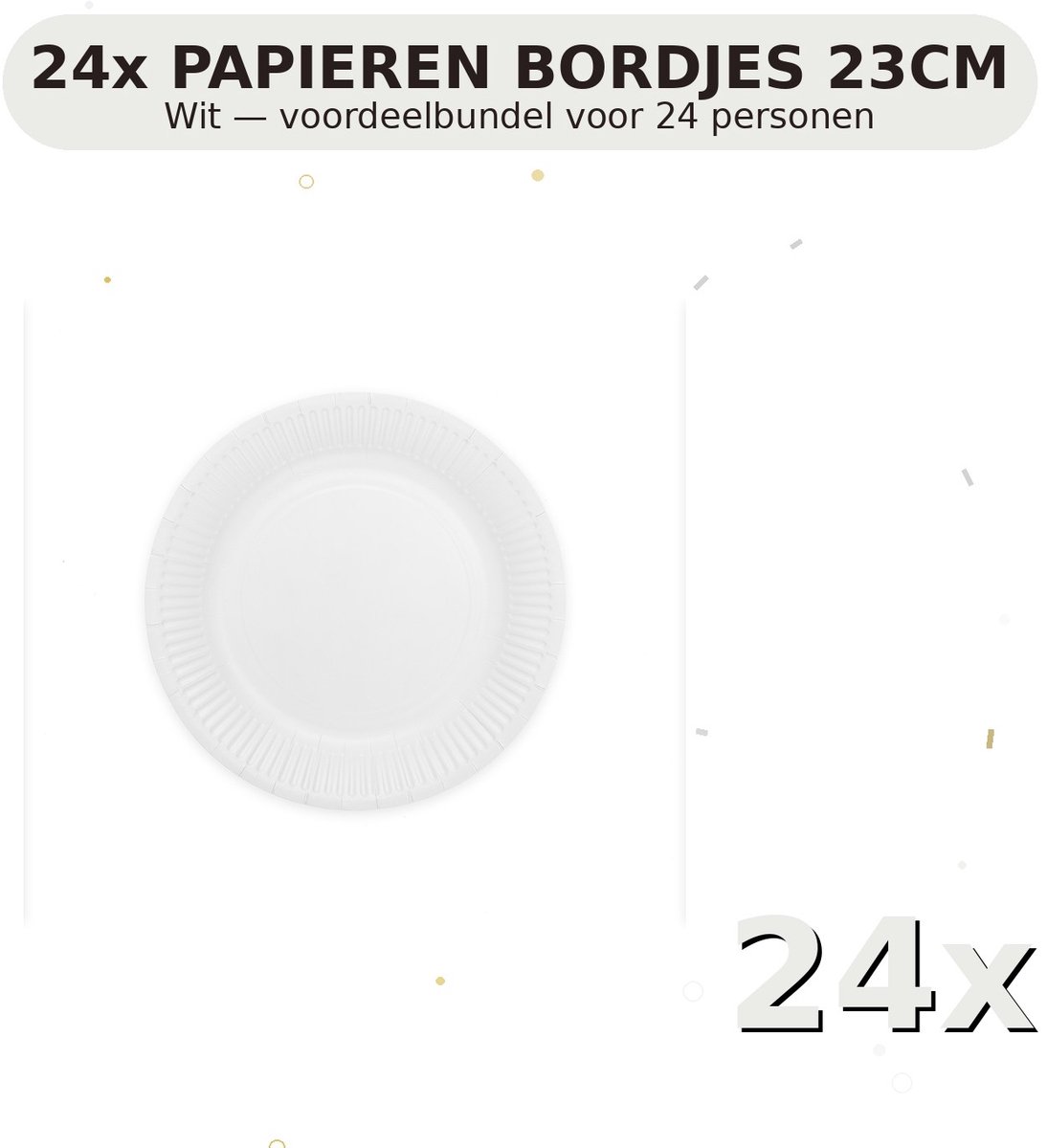 Bordjes 23cm FSC Wit - Voordeelverpakking 24 Stuks voor tot 24 Personen - Feestartikelen