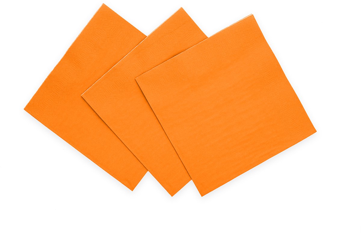 20x Papieren Cocktail servetten 24x24cm 3-laags FSC - Oranje - Feestartikelen