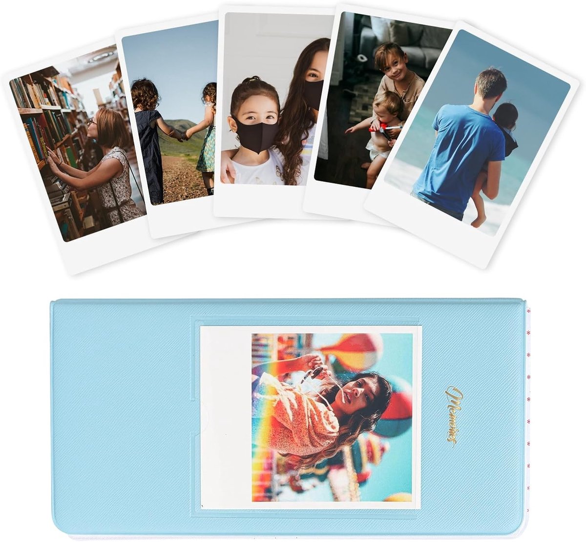 64 Pocket Fotoalbum voor Fujifilm Instax Wide en Polaroid Camera's - 16 Pagina's, Bewaart 64 Foto's, Ideaal voor Camera Filmopslag, Blauw